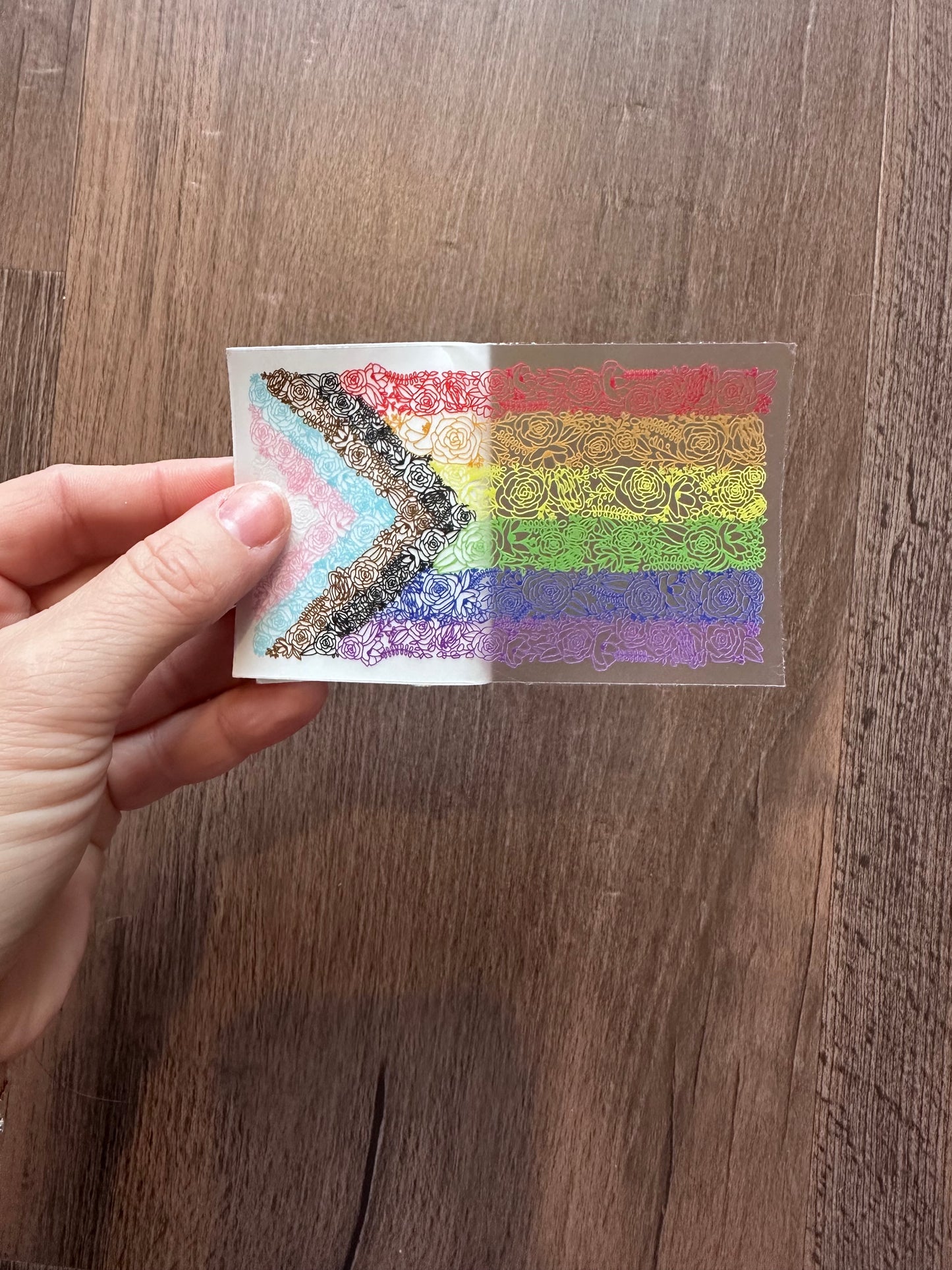 Floral Pride Flag Transparent Sticker