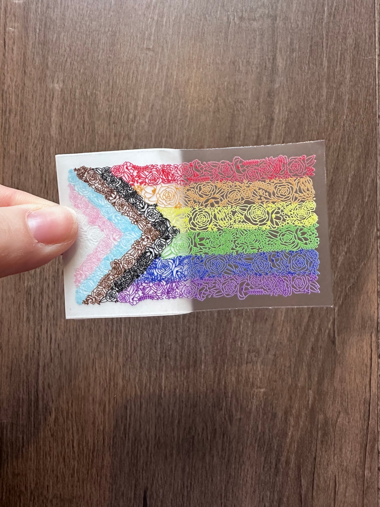 Floral Pride Flag Transparent Sticker