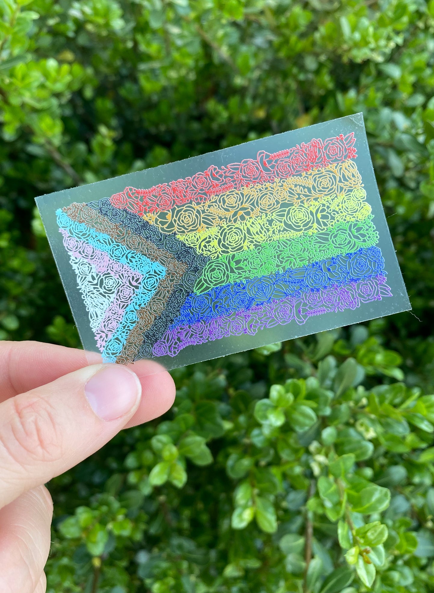 Floral Pride Flag Transparent Sticker