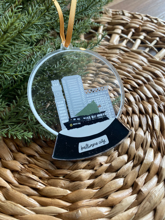 Baltimore City Snowglobe Ornament