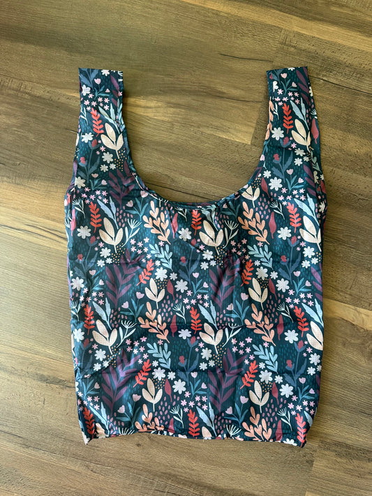 Whimsical Floral Packable Tote Bag